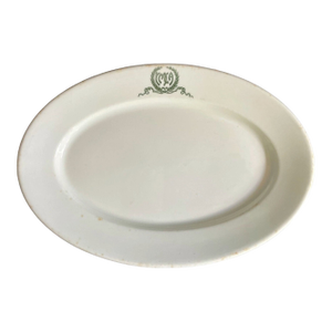 Antique Ymca Oval Plate – Syracuse China Restaurant Ware Platter, Green Ribbon Logo