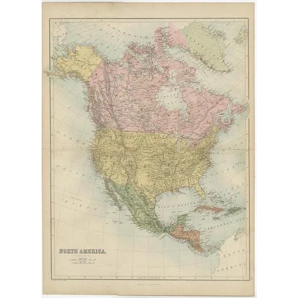 Late 19th Century Antique Map of North America by A & C. Black, 1870 For Sale - Image 5 of 6