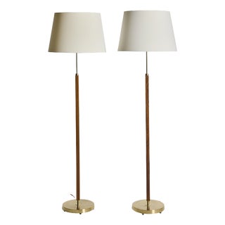 Floor Lamps in Rosewood and Brass from Falkenbergs Belysning, 1960s, Set of 2 For Sale