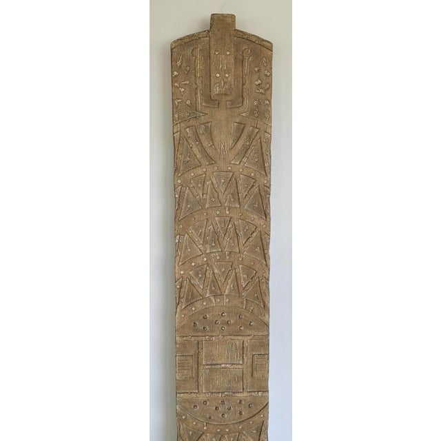 Revelation Tribal Mango Wood Large Forebearers Etching Sculpture For Sale - Image 4 of 7