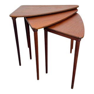 Scandinavian Modern Triangular Teak Nesting Tables by Selig For Sale