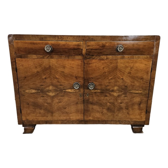 Art Deco Sideboard in Walnut Burl with Doors and Drawers, 1940 For Sale