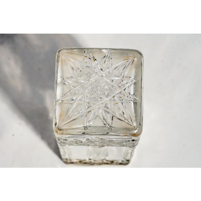 Elegant Edwardian Style Vintage Cut Crystal Rectangular Vase With Sterling Silver Luxury Home Decor For Sale - Image 9 of 12