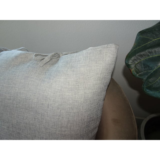 2020s Designer Goose Down Feathers Throw Pillow W Gray Fabric Bow Tie Top For Sale - Image 5 of 16