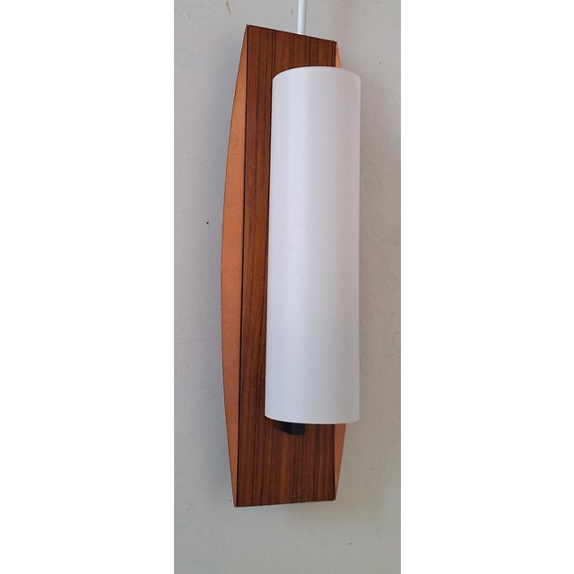 Vintage Wall Lamp with Copper Frame and Teak, 1970s For Sale - Image 4 of 11