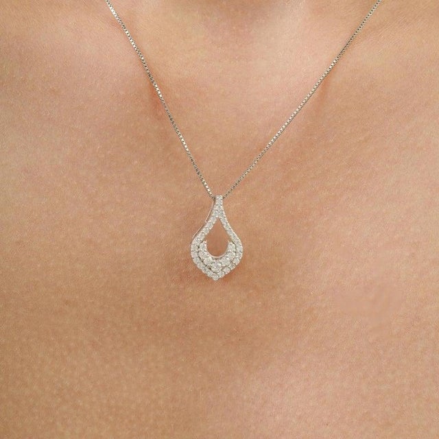 Fine Moissanite Open Drop Pendant in 925 Sterling Silver - Caratandher For Sale - Image 11 of 15