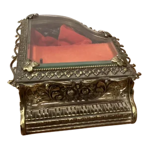 Vintage Mid 20th Century Musical Piano Jewelry Solid Brass Gold Gilt Ormolu Love Story Japan