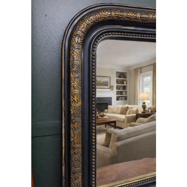 19th Century French Louis Phillipe Style Black and Gold Mirror For Sale - Image 4 of 7