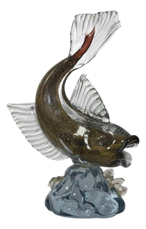 Italian Sommerso Murano Glass Carp Sculpture