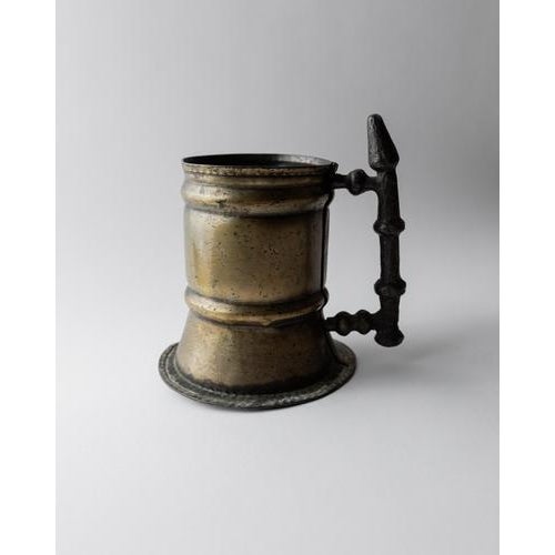 This large vintage brass beer mug or vase from 1940s Italy embodies rustic farmhouse charm and traditional folk design....