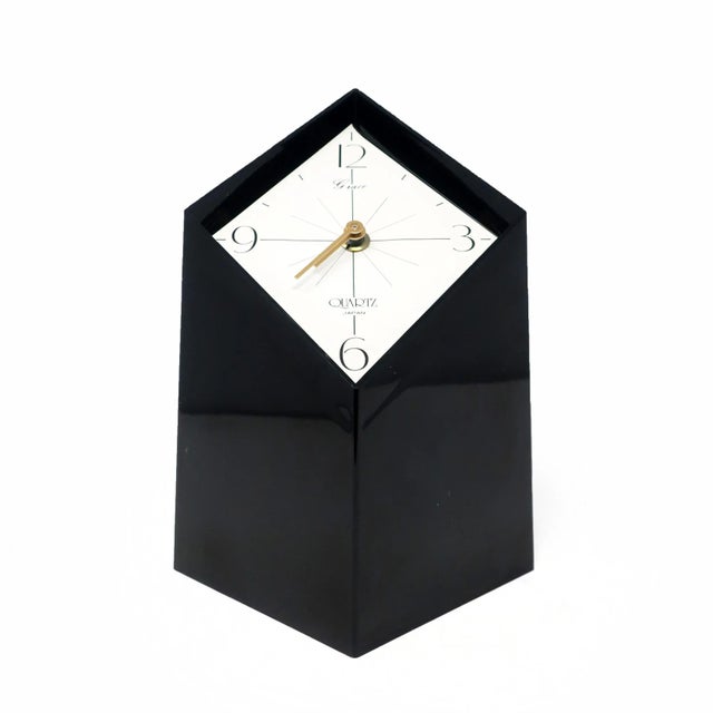 Mid-Century Modern 1970s Japanese Black Lucite Clock by Grace For Sale - Image 3 of 9