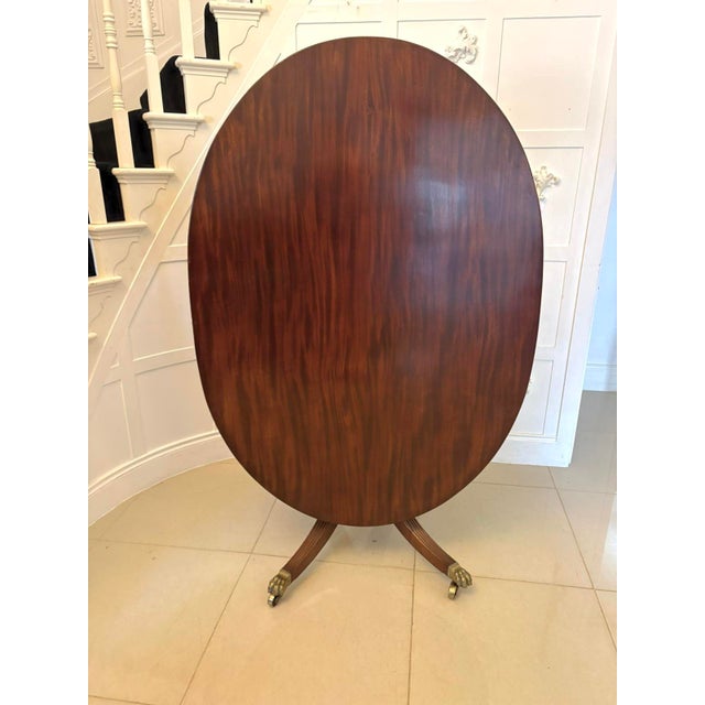 Antique English Regency Figured Mahogany Dining Table with Oval Tilt Top, 1830s For Sale - Image 10 of 16