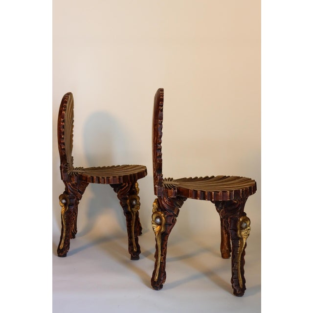 Mid 20th Century Pair of Grotto Style Giltwood Side Chairs For Sale - Image 4 of 11