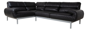 Plura Corner Sofa in Black Leather with Manual Function by Rolf Benz