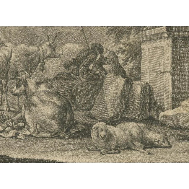 Johann Jakob Kleinschmidt, Shepherd, Cattle, and Ruins, 1800s, Engraving For Sale - Image 6 of 7