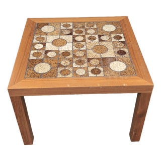 1970s Centrum Møbler Danish Modern Teak and Ceramic Tile Coffee Table For Sale