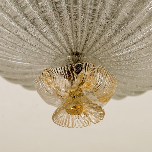 White Flush Mount in Pink Salmon and Clear Murano Glass from Barovier & Toso, Italy For Sale - Image 8 of 13