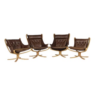 Vintage Falcon Chairs attributed to Sigurd Ressell for Vatne Møbler, 1960s, Set of 4 For Sale