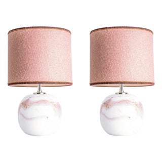 White and Pink Glass Table Lamp from Holmegaard, 1970s For Sale