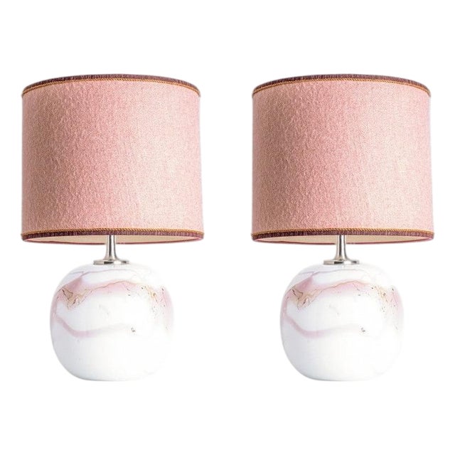 White and Pink Glass Table Lamp from Holmegaard, 1970s For Sale