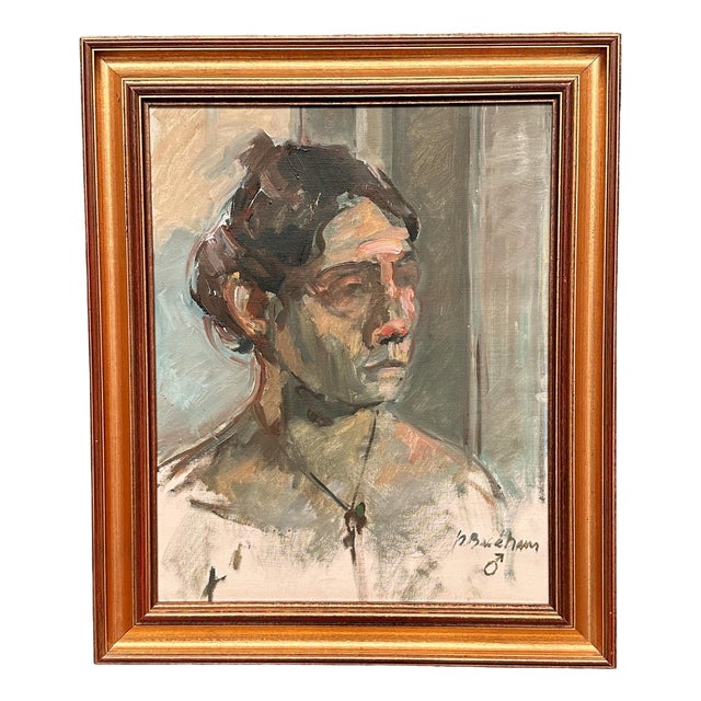 Peter Backhaus, Portrait, 1950s, Oil Painting on Canvas, Framed For Sale