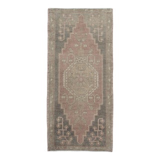 Oriental Hand Knotted Vintage Turkish Mini Rug 1'8" x 3'7" For Sale