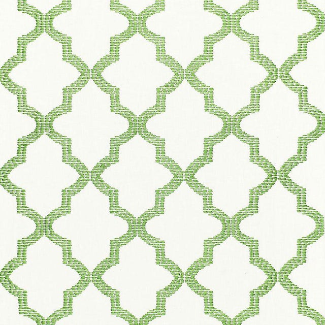 Sample - Schumacher Tangier Embroidery Fabric in Grass For Sale