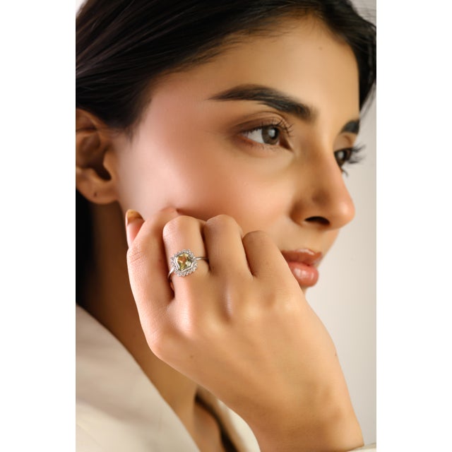 14k White Gold Yellow Sapphire & Diamond Art Deco Ring Size 5 For Sale In New York - Image 6 of 14