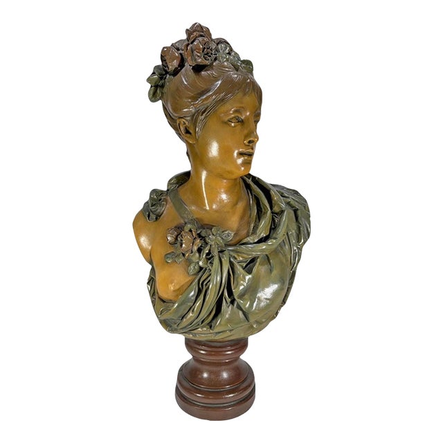 Carrier-Belleuse Patinated Plaster Female Bust For Sale
