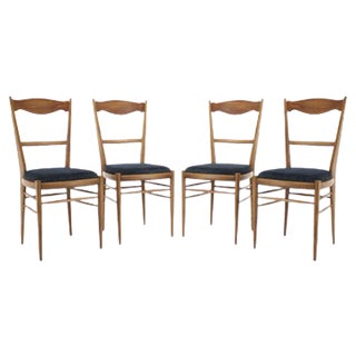 Italian Beech Dining Chairs, 1960s, Set of 4 For Sale