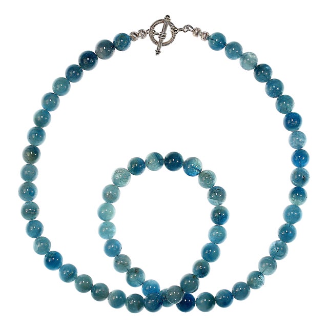 Ajd 27 Inch Translucent Aquamarine Necklace March Birthstone For Sale