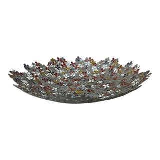 Vintage Pierced Metal Grillwork Bowl For Sale