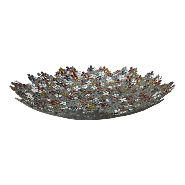 Vintage Pierced Metal Grillwork Bowl For Sale