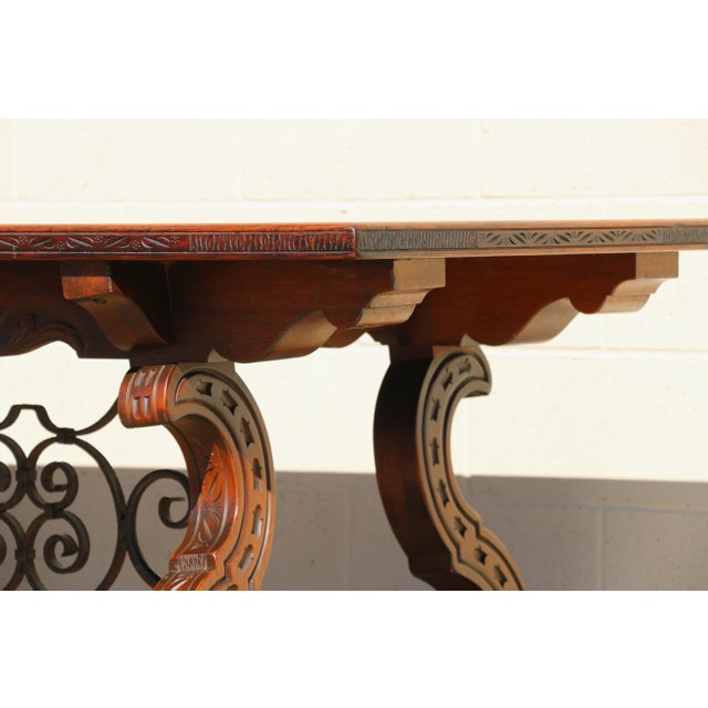 Farmhouse Spanish Baroque Revival Rosewood & Walnut Trestle Dining Table, Circa 1930s For Sale - Image 3 of 18