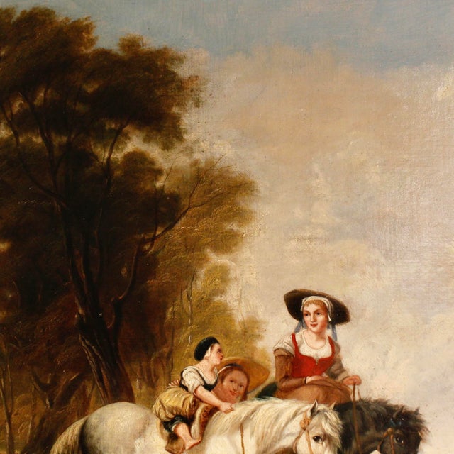 “Crossing the Ford,” 19th Century English Landscape Painting With Horses, After Callcott For Sale - Image 4 of 15