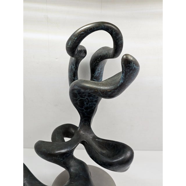 1980s Large 20" Solid Bronze Abstract Organic Modern Sculpture Verdigris Patina 40 LBS For Sale - Image 10 of 17