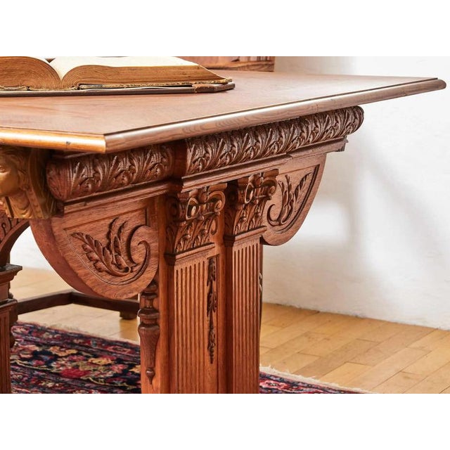 Neo-Gothic Carved Oak Extendable Table For Sale - Image 10 of 13