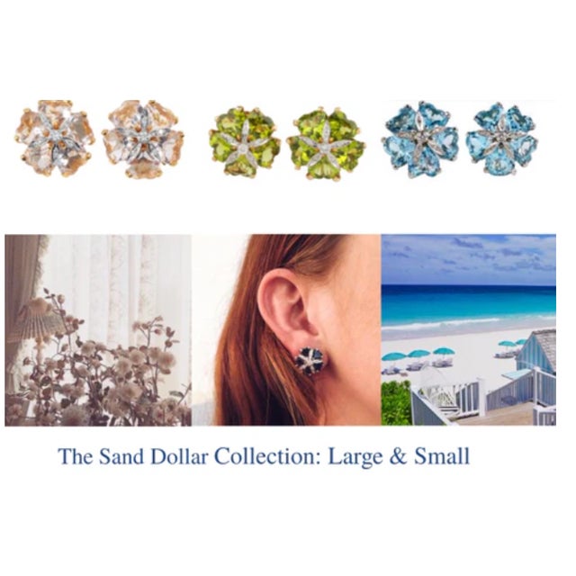 Contemporary Christina Addison 18kt Yellow Gold Sand Dollar Earring With Citrine and Diamonds - a Pair For Sale - Image 3 of 12