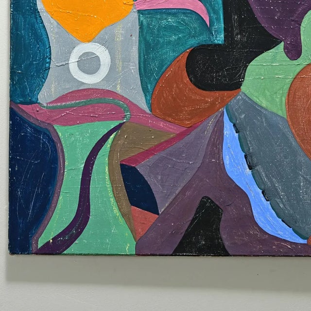 French Vintage Mid-Century Abstract Painting For Sale - Image 4 of 10