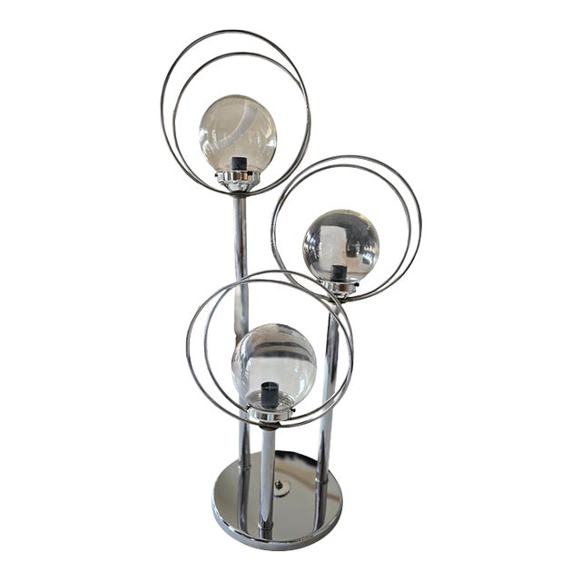 1970s Space Age Chrome Orbs and Rings Lamp For Sale