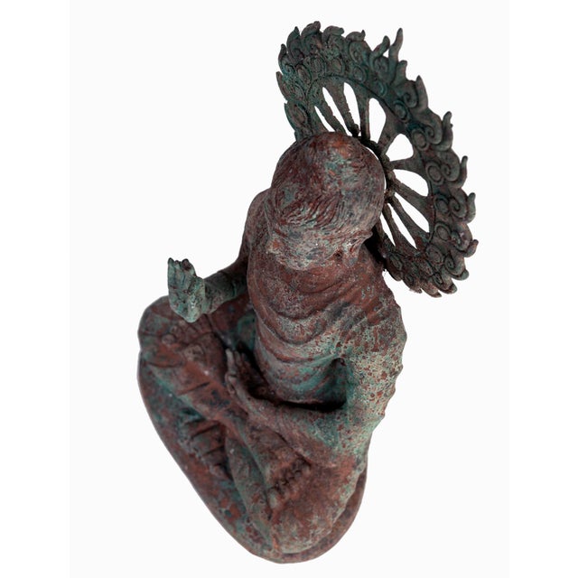 Vintage Metal Buddha Statue For Sale - Image 4 of 8