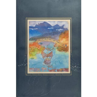 Patrick Gannat, A View of Asia, Watercolour on Coaster, Framed For Sale