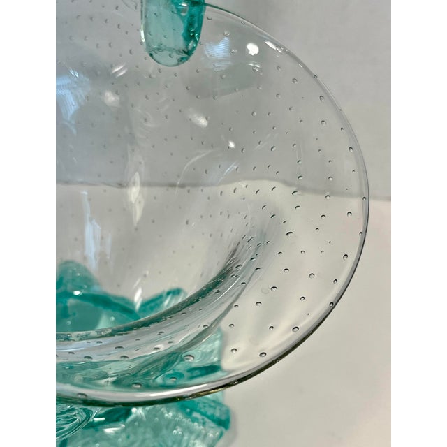Vintage Loetz Control Bubbles Uranium Glass Basket With Applied Cherries For Sale - Image 4 of 9