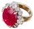 Bochic "Orient" Vintage African Ruby & White Topaz Ring Set in 18K Gold & Silver For Sale