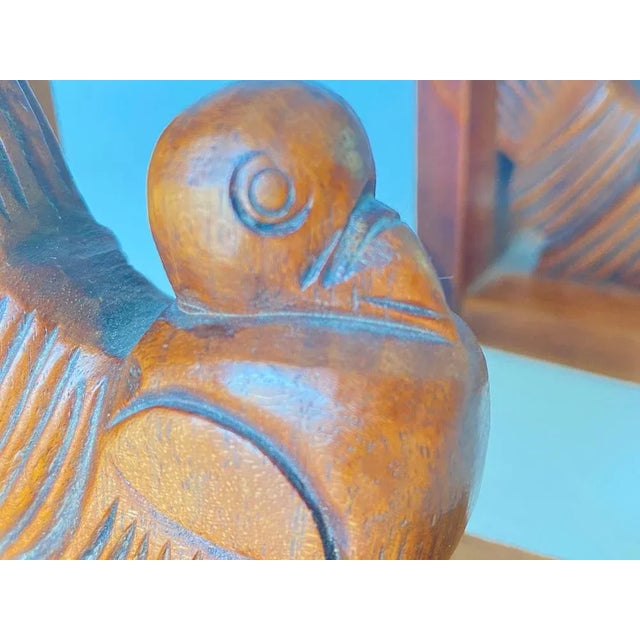 Wood Art Deco Brown Birds Bookends in Wood, France, 1940s, Set of 2 For Sale - Image 7 of 11