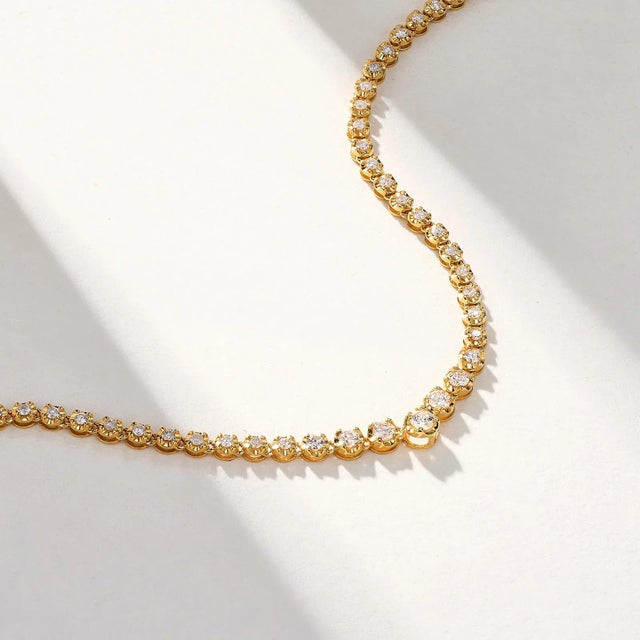 Not Yet Made - Made To Order Nina Zhou Diamond Riviera Graduated Tennis Necklace in 14k Gold For Sale - Image 5 of 12