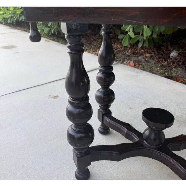 Vintage Spanish Colonial Revival Tile-Top Side Table With Turned Spool Leg For Sale - Image 4 of 4