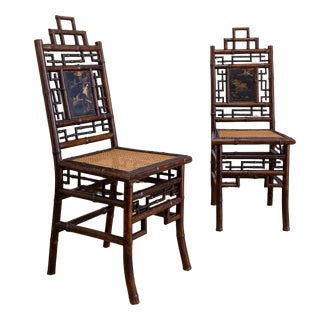 Chairs with Painted Panels, Perret et Vibert, France, Early 1900s, Set of 2 For Sale