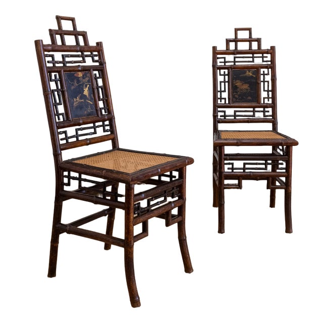 Chairs with Painted Panels, Perret et Vibert, France, Early 1900s, Set of 2 For Sale