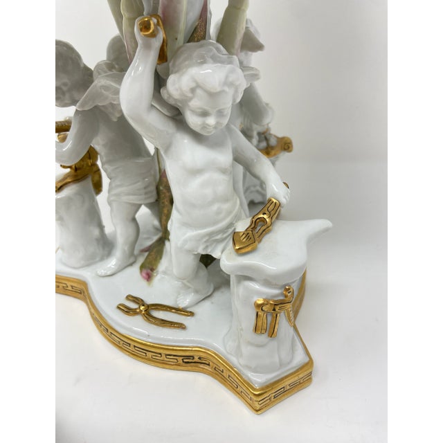 Antique Cherubs Centerpiece Compote With Small Vase Moore Brothers British For Sale - Image 11 of 13